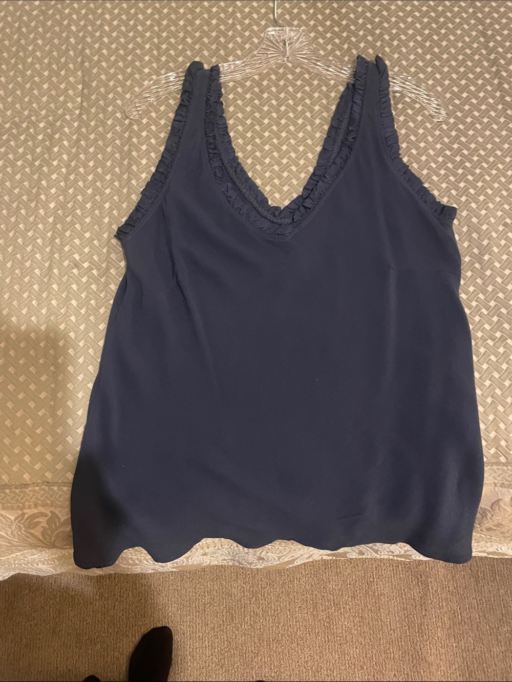 Classic Navy V-Neck Ruffle Trim Camisole